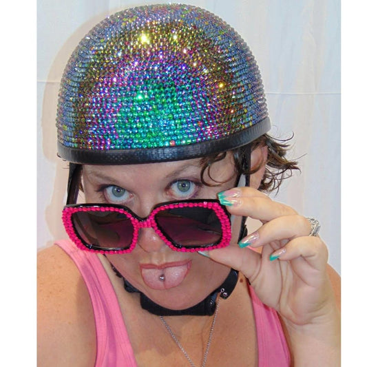 Chameleon Emerald Green Bling Motorcycle Helmet Novelty Skid Lid
