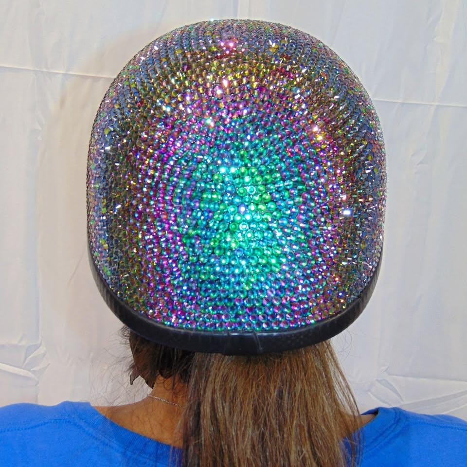 Chameleon Emerald Green Bling Motorcycle Helmet Novelty Skid Lid