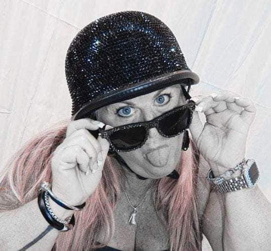 Custom Bling Black Crystals Rhinestones Motorcycle German Novelty Helmet