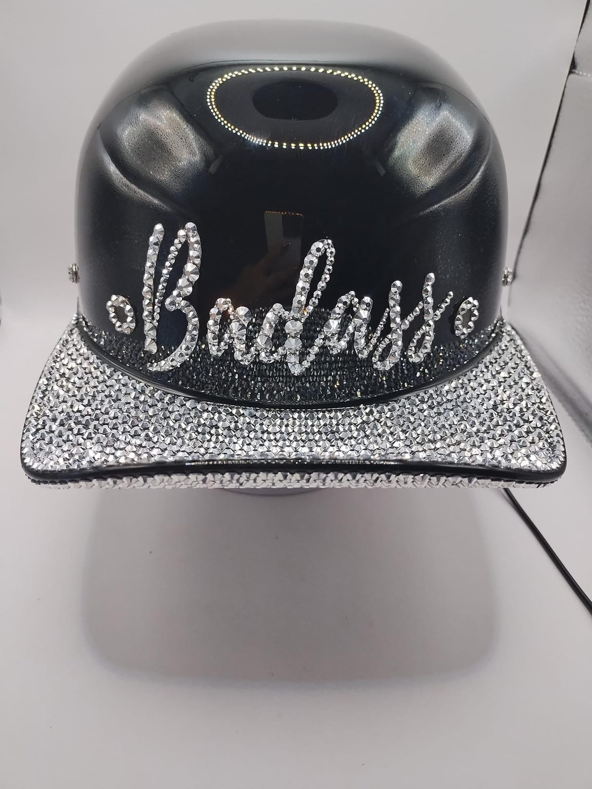 Made to Order PERSONALIZED Custom Bling Rhinestones Novelty Motorcycle Baseball Style Helmet