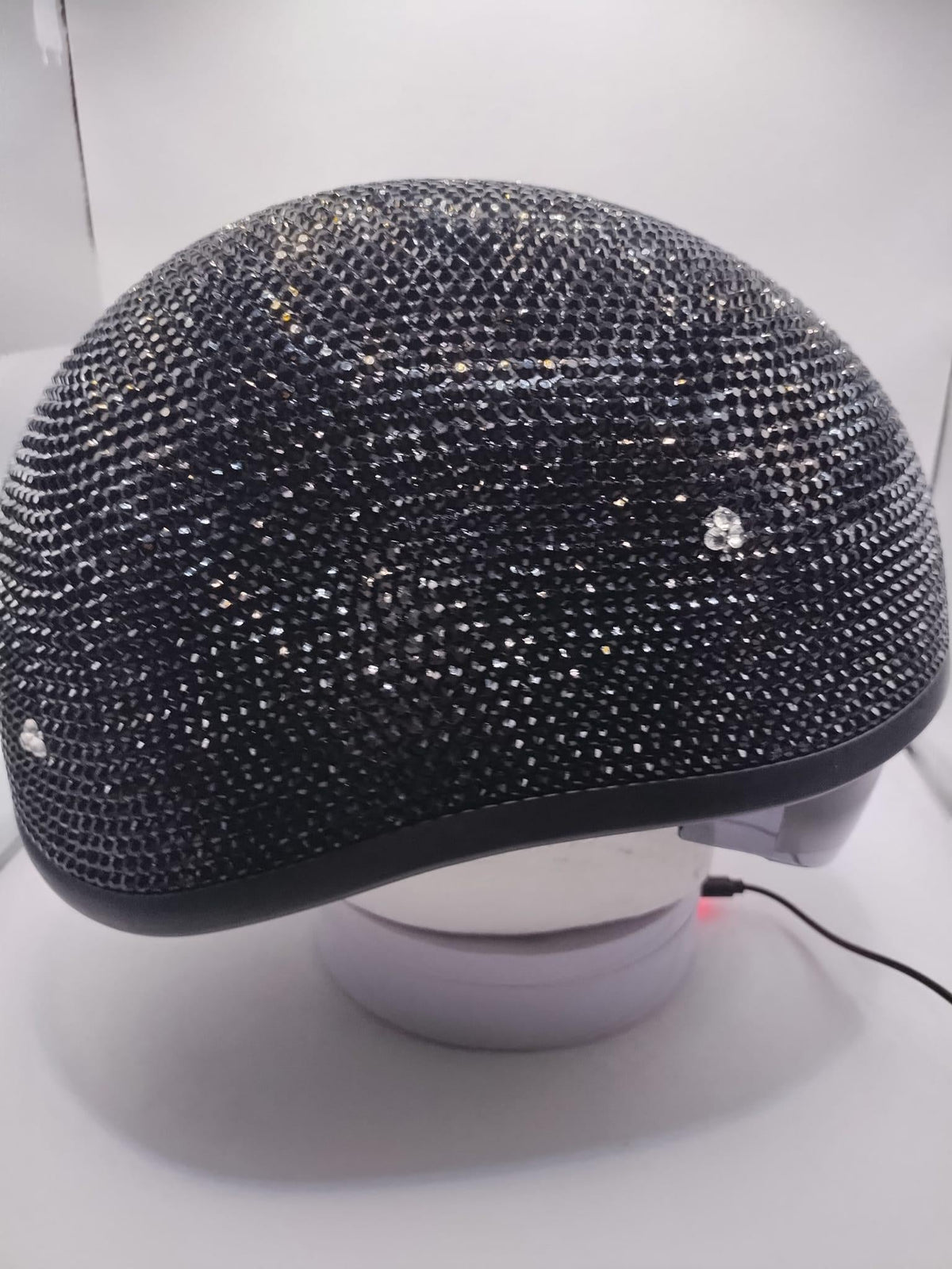Custom Bling Rhinestones Motorcycle Half Helmet with Sunshield Quick Release Strap DOT Approved S,M,L,XL,XXL