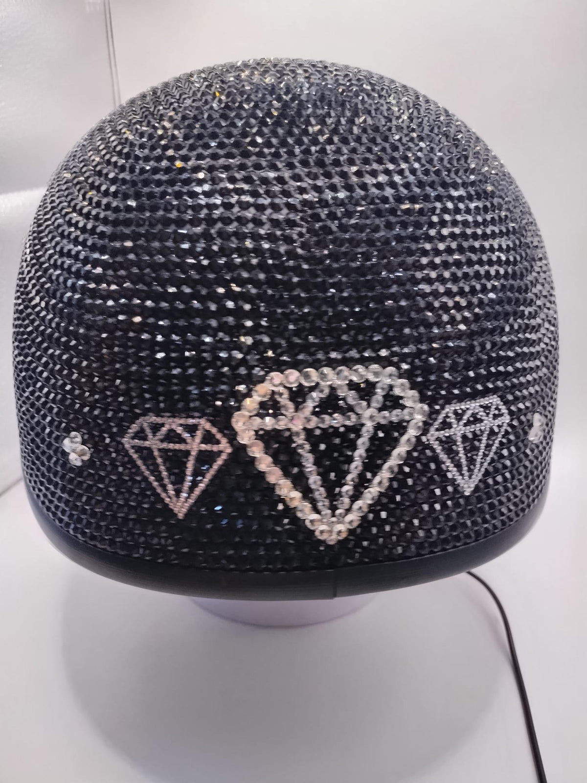 Custom Bling Rhinestones Motorcycle Half Helmet with Sunshield Quick Release Strap DOT Approved S,M,L,XL,XXL