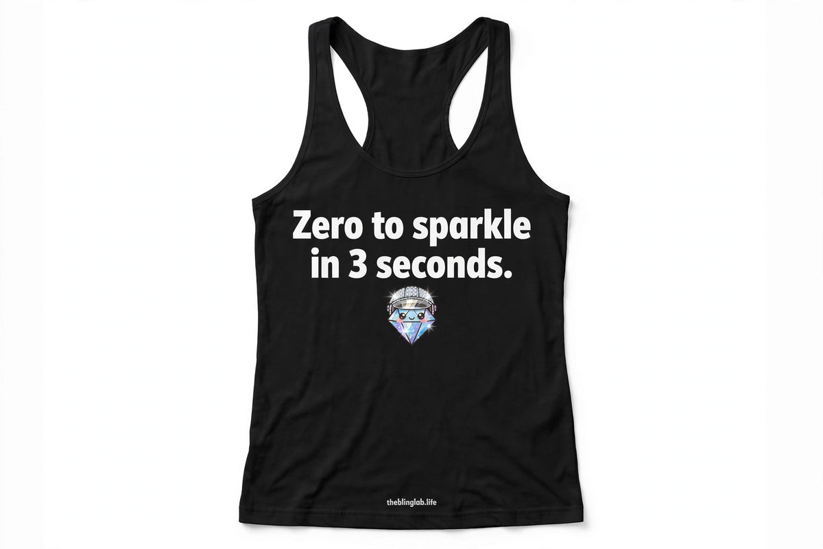 Zero to Sparkle in 3 Seconds Tank – Biker Gemma Racerback