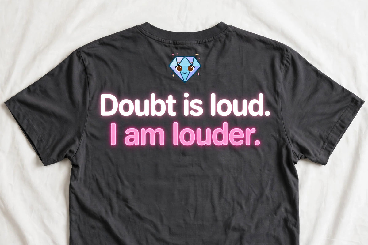 Doubt Is Loud I Am Louder Tee – Back Print Confidence Shirt
