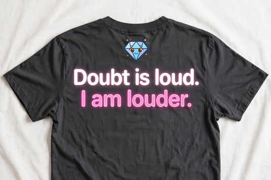 Doubt Is Loud I Am Louder Tee – Back Print Confidence Shirt